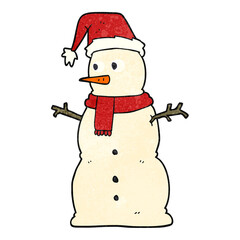 freehand retro cartoon snowman