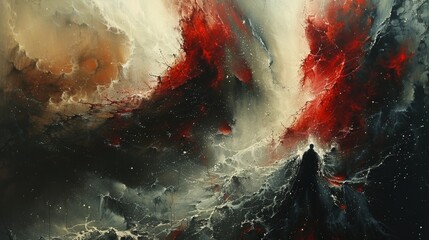 Intriguing blend of cosmic exploration and samurai mysticism in abstract art. - obrazy, fototapety, plakaty