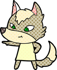 friendly cartoon wolf
