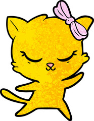 cute cartoon cat with bow