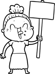 cartoon happy old woman