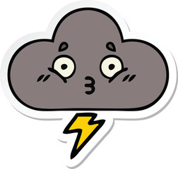 sticker of a cute cartoon storm cloud
