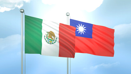 Mexico and Taiwan Flag Together A Concept of Relations