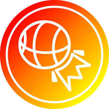 basketball sports circular icon with warm gradient finish