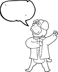 freehand drawn speech bubble cartoon dog in shirt