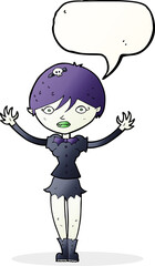 cartoon vampire girl with speech bubble