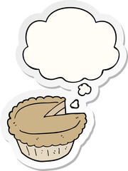 cartoon pie with thought bubble as a printed sticker