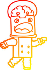 warm gradient line drawing of a cartoon robot