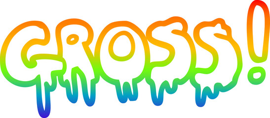 rainbow gradient line drawing of a cartoon word gross - obrazy, fototapety, plakaty