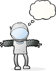cartoon astronaut with thought bubble