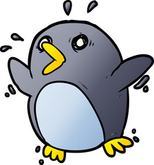 cartoon frightened penguin