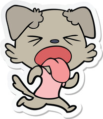 sticker of a cartoon disgusted dog