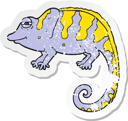 retro distressed sticker of a cartoon chameleon