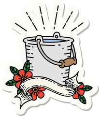 sticker of a tattoo style bucket of water