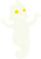 flat color illustration cartoon spooky ghost