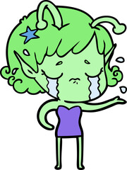 cartoon crying alien girl