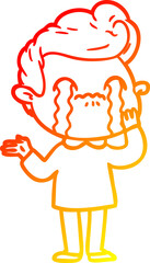 Fototapeta premium warm gradient line drawing of a cartoon man crying