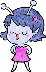 happy alien girl cartoon