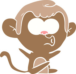 flat color style cartoon hooting monkey