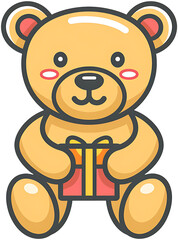 Obraz premium A teddy bear holding a gift box for Children's Day