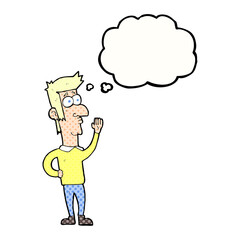 Obraz premium freehand drawn thought bubble cartoon man waving