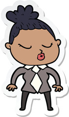 sticker of a cartoon calm woman