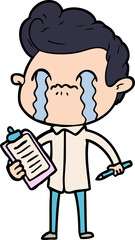 Fototapeta premium cartoon man crying