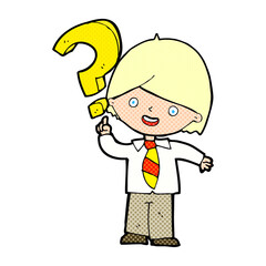 cartoon boy with question