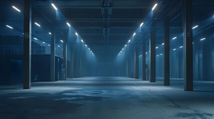 Obraz premium Lightning ignites empty warehouse - Ai Generated