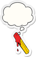 cartoon dipped fry with thought bubble as a printed sticker