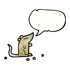 freehand speech bubble textured cartoon mouse
