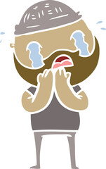 flat color style cartoon bearded man crying