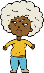 cartoon annoyed old woman