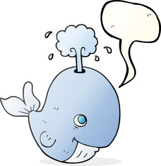 freehand drawn speech bubble cartoon whale spouting water