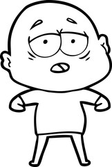 cartoon tired bald man