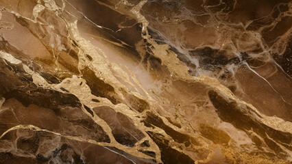 Marble colourful vintage background with ornament, brown and gold