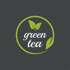 Tea logo design. Green tea leaf logo design template