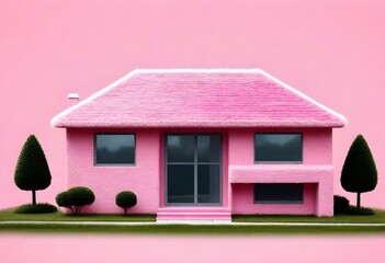 Pink house with pink flowers