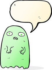 funny cartoon ghost with speech bubble