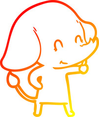 warm gradient line drawing of a cute cartoon elephant