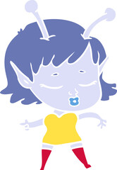 flat color style cartoon alien girl