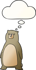 cartoon bear with thought bubble in smooth gradient style