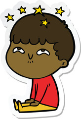 sticker of a cartoon amazed boy