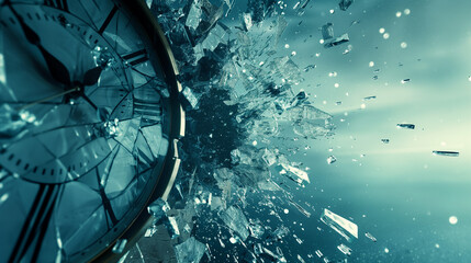 Exploding Time Concept - 3D Shattered Clock Illustration