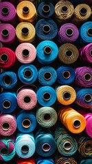 A colorful tapestry of sewing spools, each thread contributing to the palette of textile possibilities.