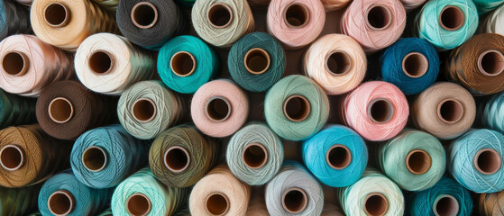A wide array of textile threads is displayed, offering a full spectrum of colors for art and design applications.