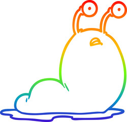 rainbow gradient line drawing of a cartoon slug