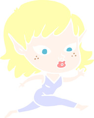 pretty flat color style cartoon elf girl running