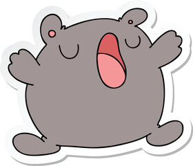 sticker of a quirky hand drawn cartoon singing bear