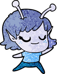 smiling alien girl cartoon